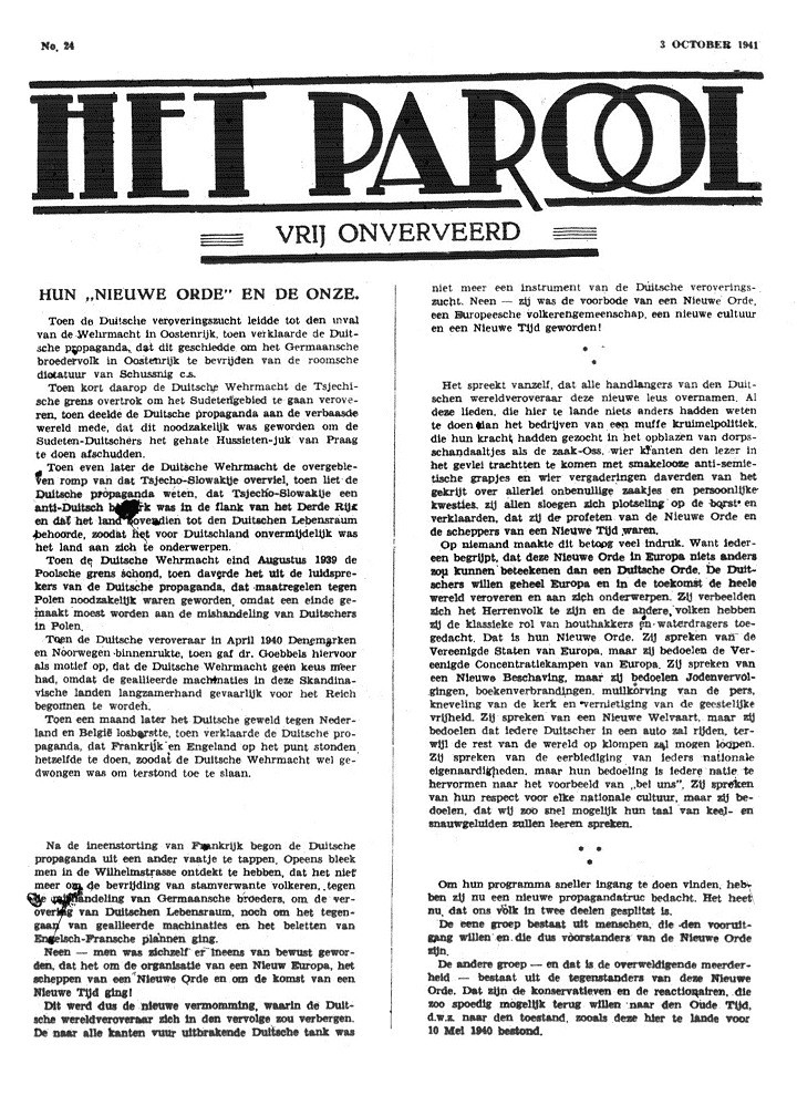 Het Parool; 3 oktober 1941; blz. 1; 