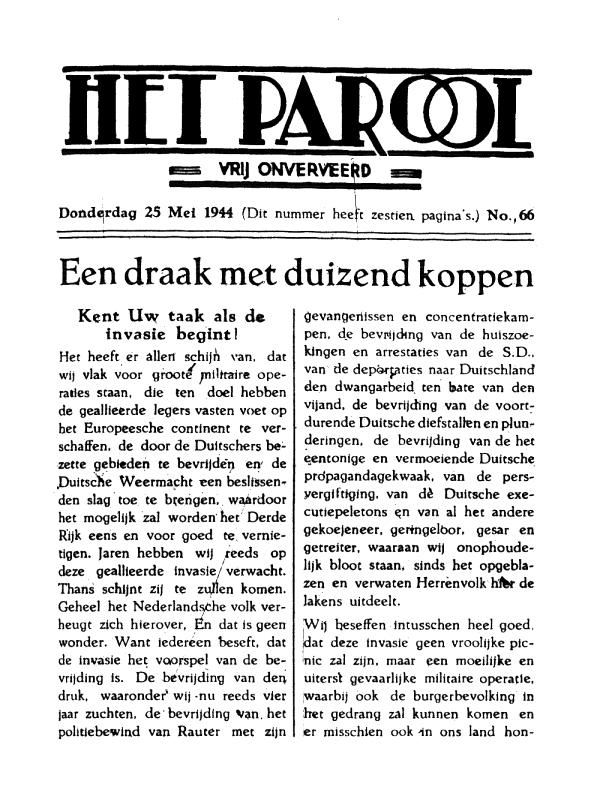 Het Parool; 25 mei 1944; blz. 1; 