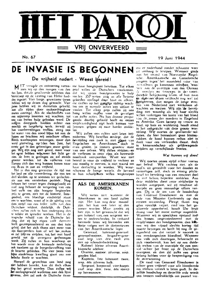 Het Parool; 19 juni 1944; blz. 1; 