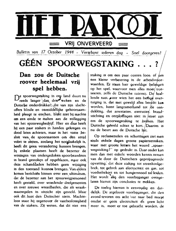 Het Parool; 17 oktober 1944; blz. 1; 