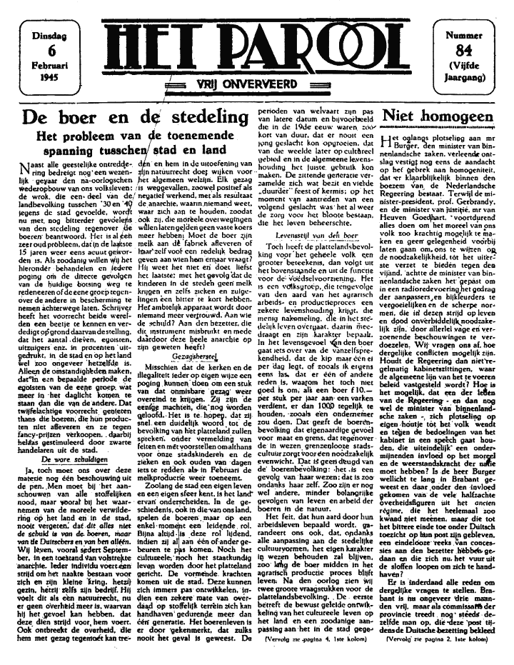 Het Parool; 6 februari 1945; blz. 1; 