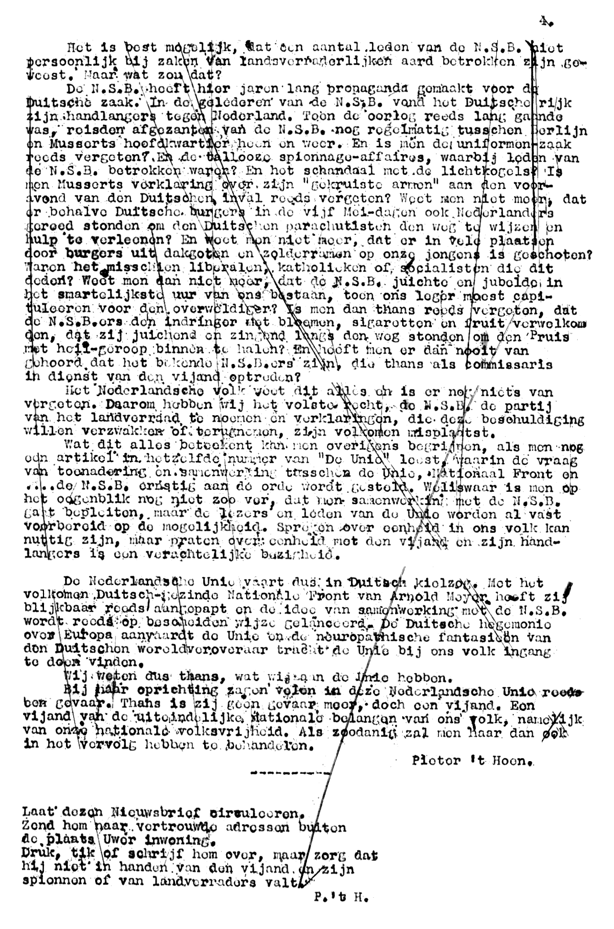 Nieuwsbrief van Pieter 't Hoen; 21 november 1940; blz. 4; 