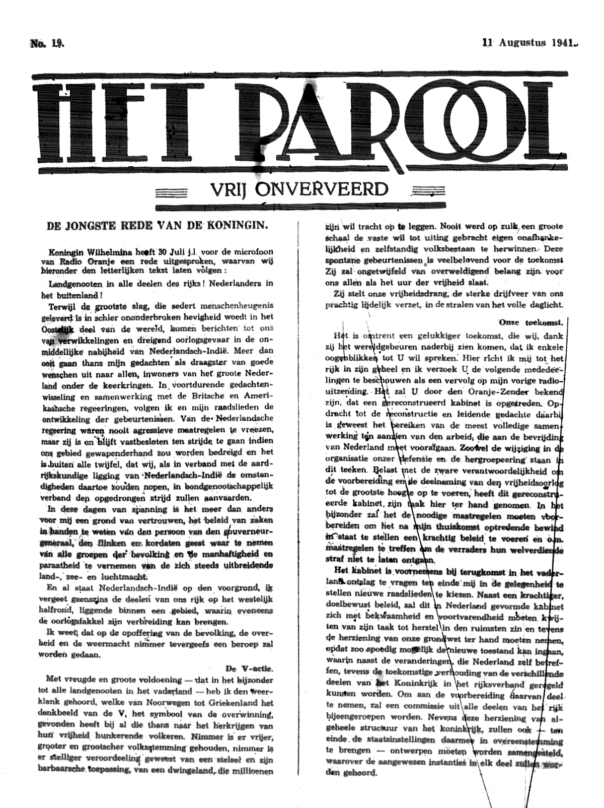 Het Parool; 11 augustus 1941; blz. 1; 