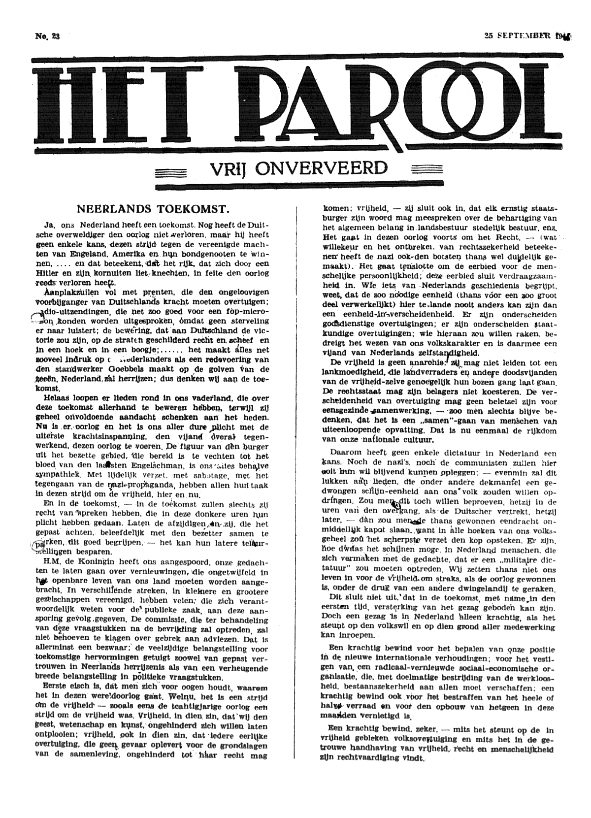 Het Parool; 25 september 1941; blz. 1; 