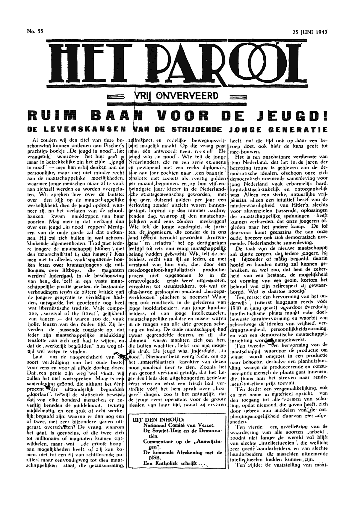 Het Parool; 25 juni 1943; blz. 1; 