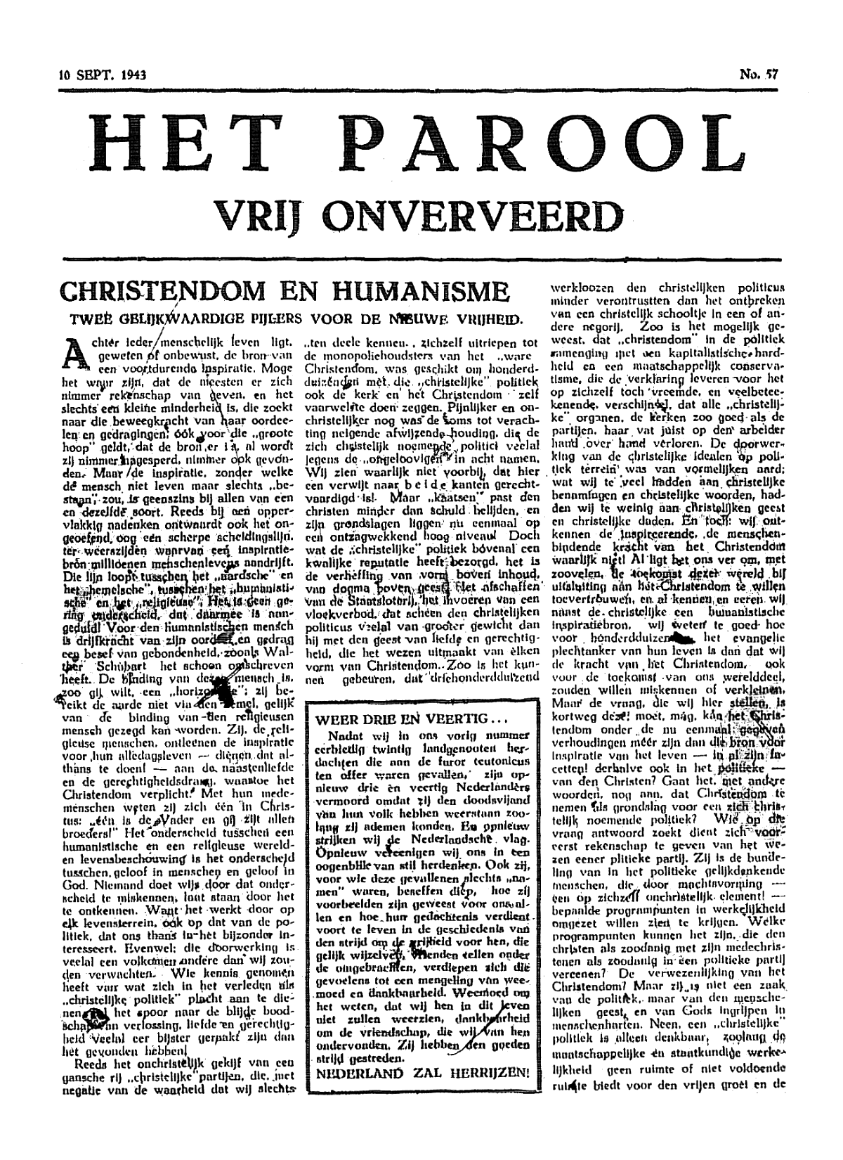 Het Parool; 10 september 1943; blz. 1; 